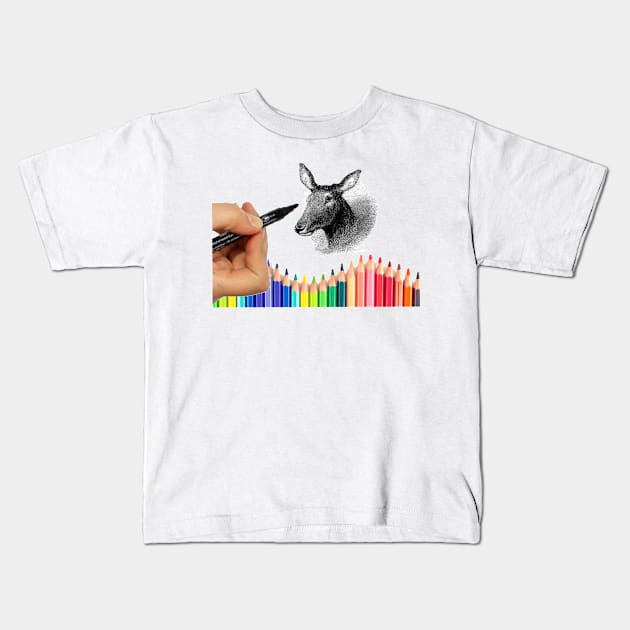 color,pencil Kids T-Shirt by Burak Turkeri